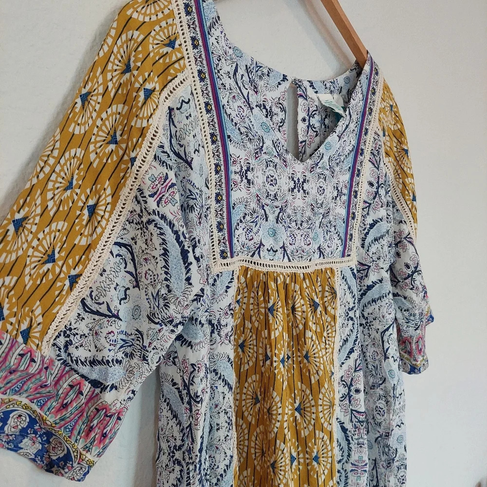 Sundance Yellow and Blue Patterned Mini Dress - Picture 3 of 8